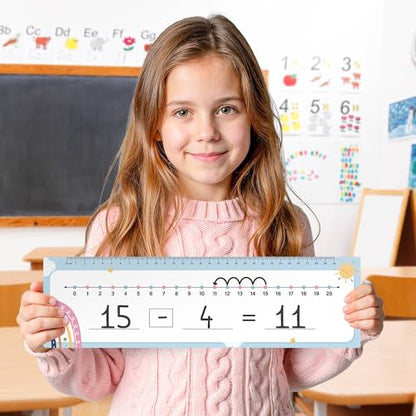 Number Line 드라이 지우개 보드 카드, 26팩 4x14 보헤미안 테마 | 양면 쓰기 및 지울 수 있는 보드 한쪽에는 0-10, 다른 면에는 0-20, 어린이, 학생용 수학 화이트 보드 - color: Boho