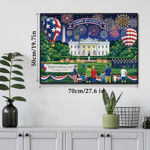 250th Anniversary USA Puzzles for Adults 1000 Pieces, 4th of July Patriotic Fireworks Jigsaw Puzzle, American Flag Hot Air Balloon Celebrate Birthday Puzzle - color: Patriotic Red, White, and Blue