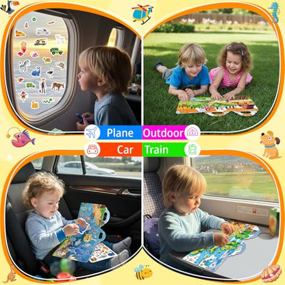 4 Pack Adventure Jelly Stickers for Kids, 3D Creative Activity Set Ages 3-8 - style: Farmhouse+Animals+Ocean+Vehicles