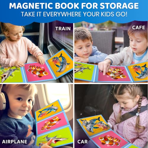 QUOKKA Step Up Magnetic Puzzles for Toddlers 1-3, Ocean Puzzle Set in One Book, Travel Games for Kids 3-5, Screen Free Toy for Toddlers and Preschoolers - color: Ocean