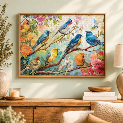 Cross & Glory | 1000 Piece Jigsaw Puzzles for Adults | Birdsong in Bloom | Audubon Birds | 2mm Thick Pieces | Bonus Reference Poster | Satin Finish | Ages 14+ - color: Birdsong in Bloom