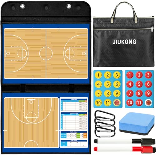Magnetic Basketball Coaching Board – Portable Dry Erase Whiteboard with Fence Clip, Magnets & Carry Bag, Foldable Basketball Clipboard for Coaches, Ideal Coach Gift - style: Basketball