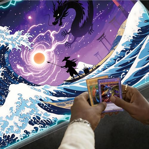 for MTG Playmat, for TCG Play Mat, 24 x 14 inches, Magic Game Card Mat Commander Playmat,Trading Card Inked Game Mat,Battle Game Rubber Non-Slip Mat - Waves - color: Waves
