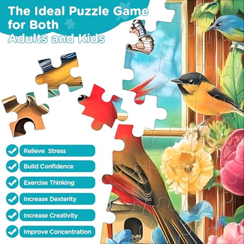 Jigsaw Puzzles for Kids Adults Seniors 300 Pieces, Bird Book 300 Pieces Adult Puzzle, Challenging Yet Relaxing Pieces Puzzle Game for Kids Adults Seniors, Thick Cardboard Jigsaw Puzzle - style: Birds