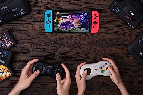 8Bitdo M30 Bluetooth Controller for Switch, Windows and Android, 6-Button Layout for SEGA’s Classic Games (White) - color: White