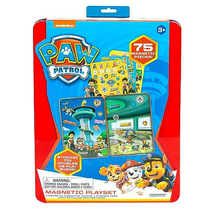 Paw Patrol Magnetic Playset, 75 Mix & Match Dress Up Magnets, 2-in-1 Storage Tin & Play Space, Fun Paw Patrol Toy for Kids 3 & Up, Great Travel Activity for Kids and Toddlers, Paw Patrol Activities - color: Paw Patrol