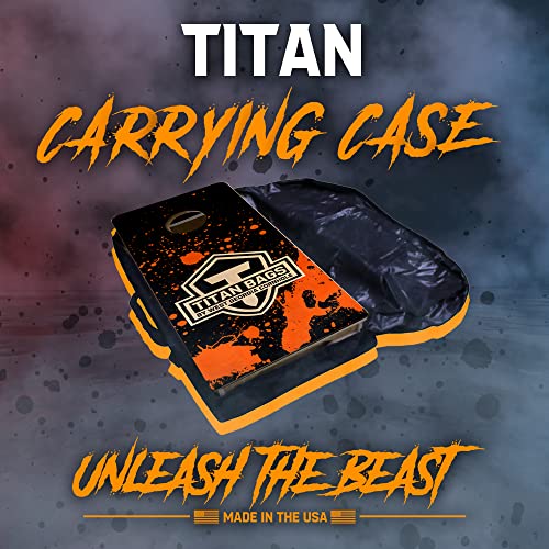 Titan Bags Heavy Duty Black Cornhole Carrying Case & Board Storage Bag | Durable Weatherproof Cover Fits Two 2x4 Regulation Boards w/ Zipper Closure & 2" Nylon Straps - Outdoor Tossing Accessories
