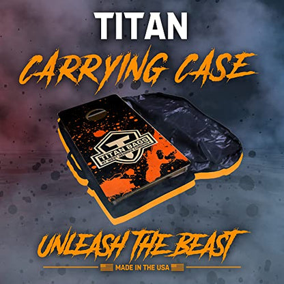 Titan Bags Heavy Duty Black Cornhole Carrying Case & Board Storage Bag | Durable Weatherproof Cover Fits Two 2x4 Regulation Boards w/ Zipper Closure & 2" Nylon Straps - Outdoor Tossing Accessories