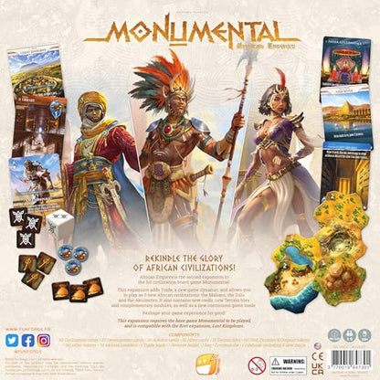 Monumental African Empires Expansion - Civilization & Deckbuilding Board Game, Ages 10+, 1-5 Players, 90-120 Min - style: African Empires