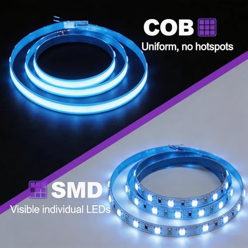24V RGB+IC Addressable COB LED Strip Kit 16.4ft 360LEDs/M | WS2811 IC Addressable Music-Sync Dimmable Color Changing Multicolor RGB+NW LED Tape Kit for Bedroom Gaming Room Party Lights - color: RGB+IC