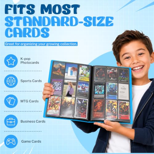 Trading Card Binder, 9 Pocket 20 Pages 360 Cards, Suitable for MTG, TCG(Light Blue) - color: Light Blue