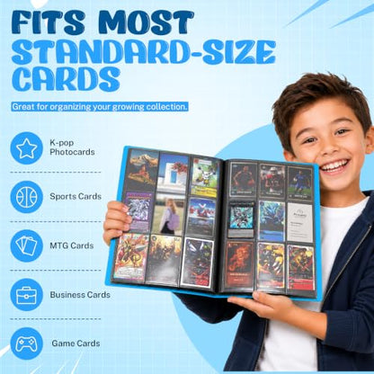 Trading Card Binder, 9 Pocket 20 Pages 360 Cards, Suitable for MTG, TCG(Light Blue) - color: Light Blue