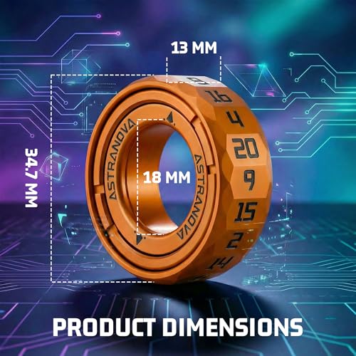 Unique D20 Unlimited dice D20 Dice Ring Spinning Top Jewelry - Zinc Alloy RPG Gaming Accessory with Rotating Dice D20, Geek Gift for Tabletop Gamers (Copper) - color: Copper