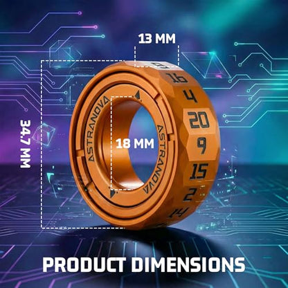 Unique D20 Unlimited dice D20 Dice Ring Spinning Top Jewelry - Zinc Alloy RPG Gaming Accessory with Rotating Dice D20, Geek Gift for Tabletop Gamers (Copper) - color: Copper