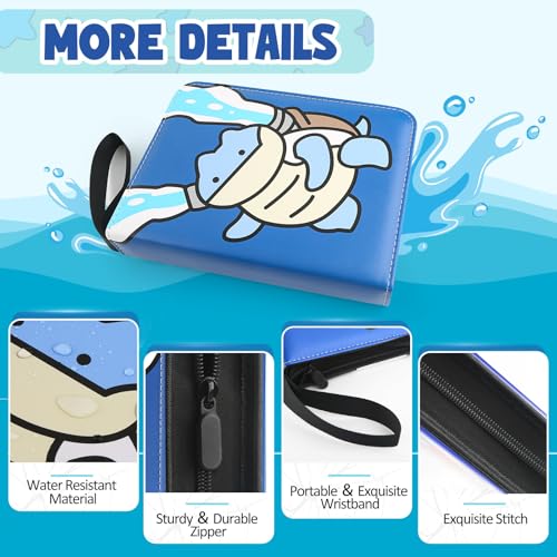 Collectible Trading Card Albums, 400 Card Holders with 50 Removable Sleeves, Portable 4 Pockets Collectible Trading Card Binder, PU Card Collection Binder for MTG, TCG, Sport Card, Game Cards - color: Turtle