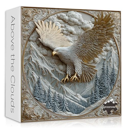 Carved Eagle Jigsaw Puzzle 1000 Pieces, Nature Bird Bald Eagle Puzzle Unique Art, Mountain Puzzle for Adults Animal White Forest - style: Carved Eagle Puzzles