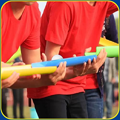 Sratte 1 Set Pipeline Team Building Game Kit with Half Pipe Ball Adult Teen | Teamwork Group Learning Exercise Activity, 40 Half Pipes 12 Golf Balls 4 Storage Bags, Field Day, School Gym Outdoor Sports