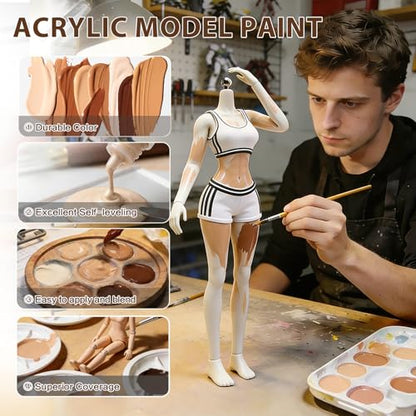 VM 8 Color Skin Tone Paint Set,Flesh Tone Model Paint Kit for Artists, Crafts, Miniature Figures, Bust Painting,Modeling Acrylic Paints 8 Bottles x 20ml (0.67 fl.oz.) - color: Skin Tone Color Set 8 Bottles