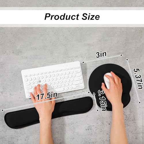 8 Pcs Ergonomic Mouse Pad and Keyboard Wrist Rest Set, Memory Foam Support for Comfortable Typing, Black Computer Gaming Office Home Accessories