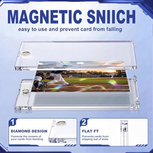 SATINIOR 50 Pcs 35Pt Magnetic Card Holders for Sleeved Cards, Fits Sleeved Card First, Inner Size 2.63''x3.74'' Clear Hard Plastic Cards Protector with 50 Sleeves for Sport Baseball Football Game