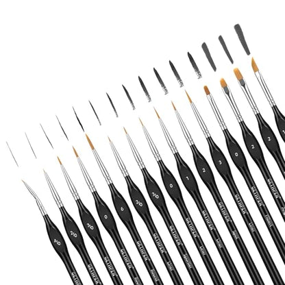 GETHPEN Detail Paint Brushes Set, 15pcs Miniature Paint Brushes | Micro Detail Paint Brush Set, Small Fine Detail Model Brushes, for Acrylics, Watercolors & Paint by Number, Figurine - size: 15 Sizes