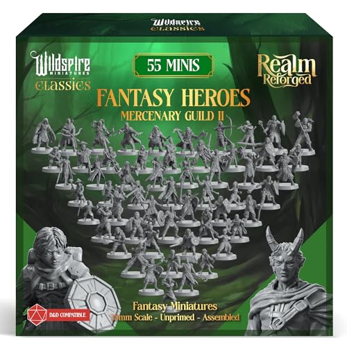 Mercenary Guild II - Essential Heroes - 55 Hero, Player Characters, NPC for DND Miniatures Bulk I 28mm Dungeons Dragons D&D Miniatures I DND Minis D&D Figures I Pathfinder, Daggerheart, Realm Reforged