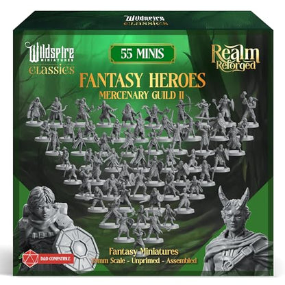 Mercenary Guild II - Essential Heroes - 55 Hero, Player Characters, NPC for DND Miniatures Bulk I 28mm Dungeons Dragons D&D Miniatures I DND Minis D&D Figures I Pathfinder, Daggerheart, Realm Reforged