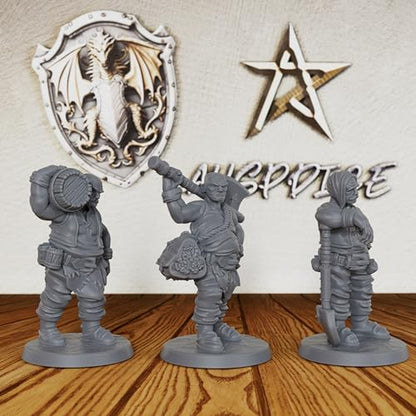 Unpainted Resin NPC Minis for Tabletop RPG Game - 28mm Scale Fantasy Village Folk Set for Dungeon Masters & RPG Gift - 3pcs Human Miniatures Tabletop Gaming Miniatures - Male Townsfolk (AS613)