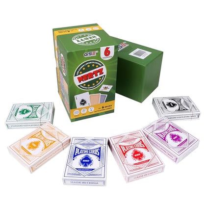 GSE 6-Deck Nertz Card Game, Standard Playing Cards Bulk, 6 Unique Colors | Multiplayer Solitaire Cards Compatible with Poker, Blackjack, Rummy, Go Fish, Bridge, For Family Game Night, 3.5 x 2.5 Inches - style: 6-Deck