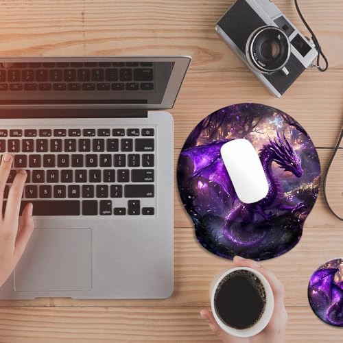 Mouse Pad with Wrist Support, Ergonomic Mouse Pad with Memory Foam Wrist Rest Cushion, Non-Slip Rubber Base Gaming Mice Pad for Home Office Computer Laptop,Dragon - color: Dragon
