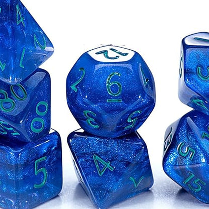 Gake Keeper Games & Dice: Sui Generis Dice - Astral Dragon - Indigo - 7 pc Resin Dice Set, Holographic Glitter, 4 Layers, Role Playing Games Accessory - style: Astral Dragons