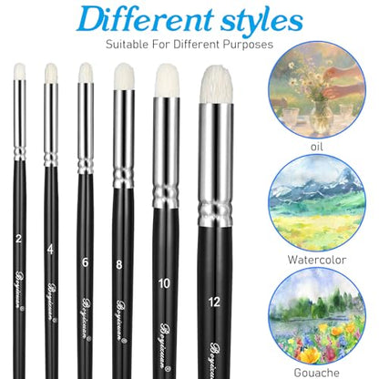 Dry Brush Set for Miniature Painting, Drybrush Paint Brush, 6 Sizes Professional Detail Hobby Brushes for Tabletop, Wargames, Scale Models & Acrylic/Oil Painting (Black)