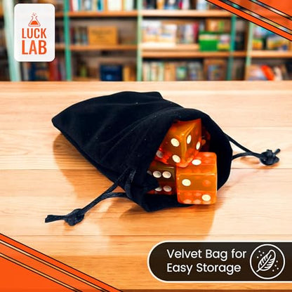 Luck Lab 10 Piece 19 mm Dice Pack - Acrylic and Translucent D6 Dice, Square w/Rounded Edge for Casino, Craps, RPG MTG DND Dice Table Games and Board Games (Orange) - color: Orange