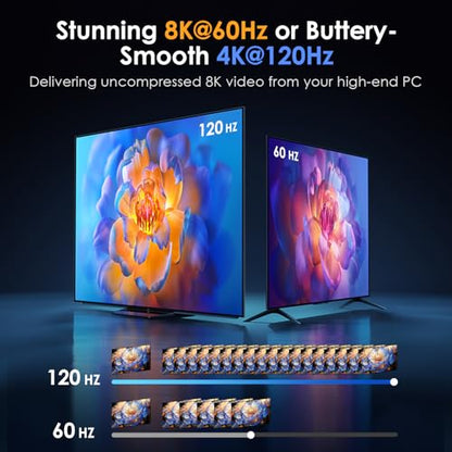 8K@60Hz HDMI 2.1 Switch 5 in 1 Out, 48Gbps Ultra HD 4K 120Hz, HDR10/Dolby Vision, 3D, Supports DTS-HD, Dolby TrueHD Compatible with PS5/4 Xbox Nintendo Switch Roku Apple TV Fire Stick Gaming PC - size: 8K@60Hz 5 in 1 Out HDMI Switch