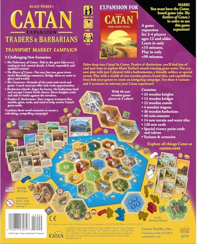CATAN Traders & Barbarians Board Game Expansion - Customize Your Asmodee CATAN Experience, Strategy Game, Family Game for Kids and Adults, Ages 12+, 3-4 Players, 90 Minute Playtime - style: CATAN Traders & Barbarians