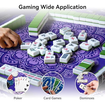 32.4x32.4 Inch Mandala Mahjong Mat with 3MM Noise Reduction | Rubber Anti Slip for Poker, Card, Board & Tile Games, Dominoes, Ships Rolled No Creases Mat - color: Lavender Purple