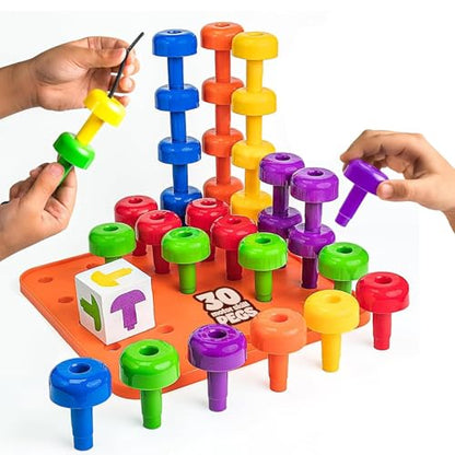 Peg Board Set, Montessori, 33 Pc Plastic, Pegs, Dice, Lacing | Occupational Therapy Toys with Pegs, Dice, Lacing String & Storage Bag, Educational, Sensory - style: Peg Set with Plastic Board (33 pc)