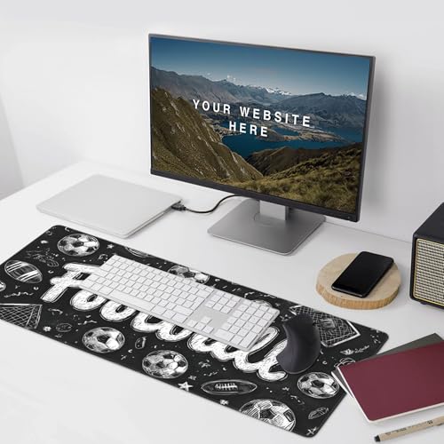 Football Soccer Gaming Mouse Pad, Large Desk Mat, Non-Slip Rubber Base, 35.4" x 15.7", for PC and Laptop - color: Football