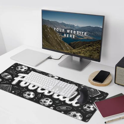 Football Soccer Gaming Mouse Pad, Large Desk Mat, Non-Slip Rubber Base, 35.4" x 15.7", for PC and Laptop - color: Football