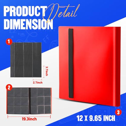 Card Binder 9-Pockets, Trading Card Binder, 20 Pages, 360 Card Capacity Collection Binder, Card Folder for MTG, TCG, Game Cards & Sports Cards（Red） - color: Red