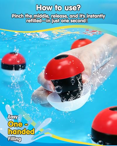 Reusable Water Balloons 12 Pcs, Refillable Self-Sealing Water Bombs, Quick Fill Silicone Water Balls for Kids, Non-Magnetic Splash Toys for Outdoor Summer Fun, Pool Beach Backyard Water Park Games - color: Red