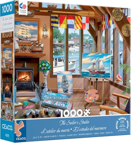 Ceaco - The Sailor's Studio - 1000 Piece Jigsaw Puzzle for Adults | Art by Victor McLindon, Made in USA, Recycled Board, Finished Size 26.6 x 19 in, Includes Poster, Frameable Art, Giftable