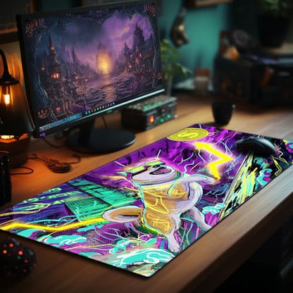 Card Playmat 24" x 14" TCG Game Mat for MTG and Other Card Games, Premium Stitched Card Gameplay Mat with Non-Slip Rubber Backing Board Games Desk Duel Mats, Cyberpunk Shiba Inu - color: Cyberpunk Shiba Inu, size: 24"X14" Without Zones