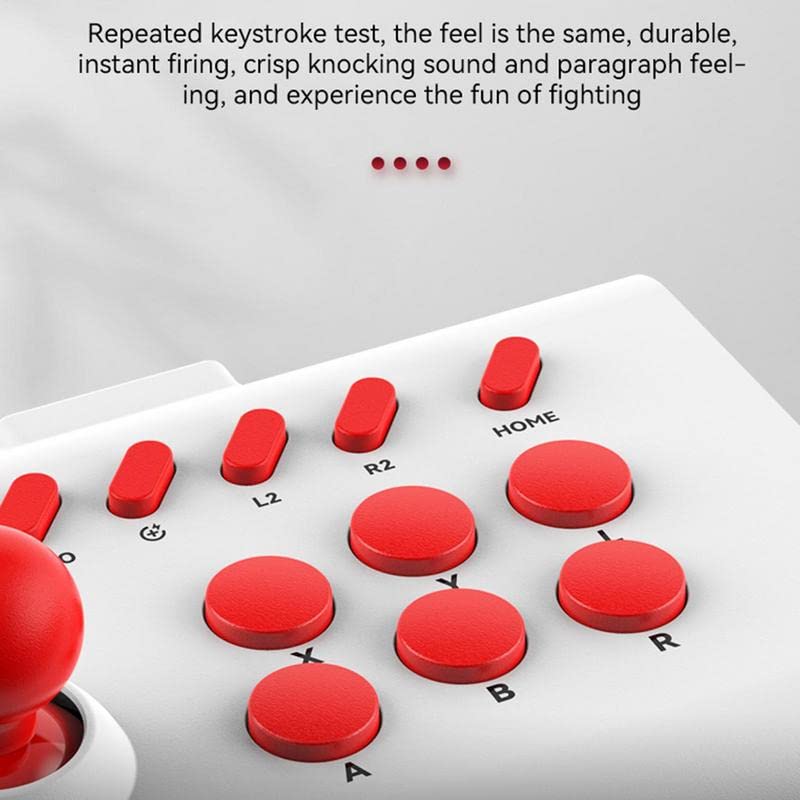 Arcade Fight Stick Joystick For PS4/PS3/PC,Game Controller Fighting Joystick with Turbo & Macro Functions (white red) - color: white red