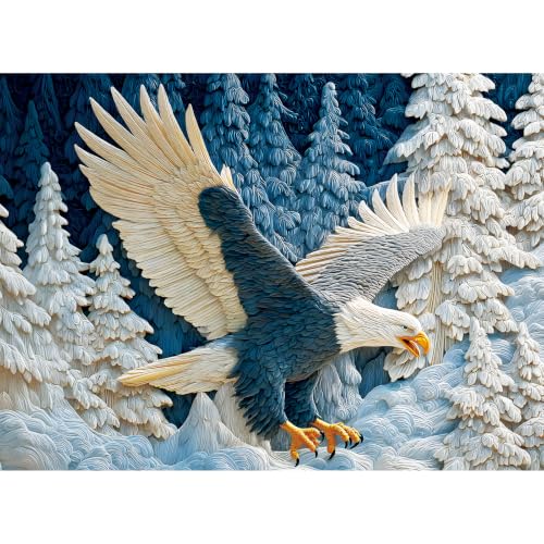 500 Piece Puzzles for Adults, Freedom Eagle Wildlife Puzzle for Teens Adults Seniors, Winter Forest Eagle Hard Jigsaw Puzzle, Nature Scenery Family Activity Great Gift for Family Friends, 20.5 x 15 In - style: Eagle Wildlife