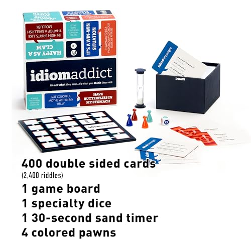 Idiom Addict Word Game – Funny Idiom Guessing & Party Board Game for Kids, Teens & Adults, Family Game Night & Group Game, Brain Teaser with 2,400 Challenges, Ages 10+