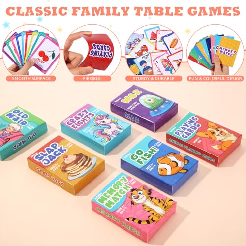 Zubebe 56 Pack Kids Card Games Gifts Bulk Classic Playing Card Game Set for Kids Includes Go Fish, Old Maid, Crazy Eights, Memory Match, Slap Jack, Playing Toy for Party Favors (Classic) - style: Classic