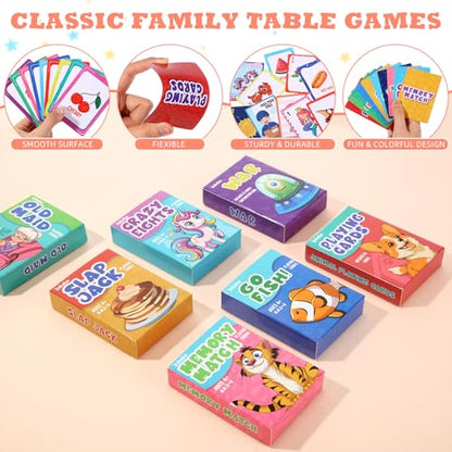 Zubebe 56 Pack Kids Card Games Gifts Bulk Classic Playing Card Game Set for Kids Includes Go Fish, Old Maid, Crazy Eights, Memory Match, Slap Jack, Playing Toy for Party Favors (Classic) - style: Classic