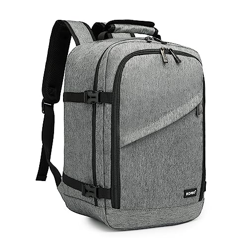 Kono Carry on Backpack, Airline Approved Under Seat Travel Backpack - color: Grey, size: Medium