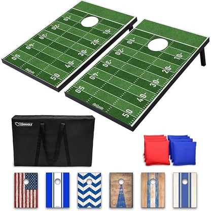 GoSports Portable Cornhole Sets, 8 Styles – Choose 4 x 2 ft or 3 x 2 ft - Boards Include 8 Bean Bags, Travel Case, and Game Rules - style: 3 x 2 ft Football